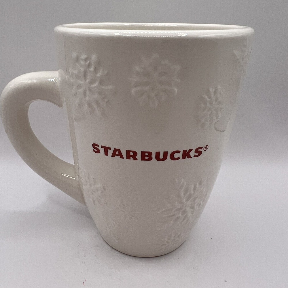 2010 Starbucks Christmas Holiday Snowflake Red Letter Coffee Latte Cup Mug
